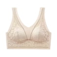 thumbnail image 1 of Women's Wireless Bra Comfortable Breathable Underwear Vest Bras Lace Seamless Soft Everyday Bras for Old Women (46, Beige), 1 of 3