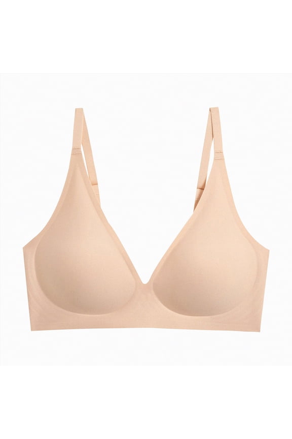 Women's Wireless Bra, Everyday Luxe T-Shirt Wireless Bras for Women, Convertible Straps, Smoothing(Beige,XXL)