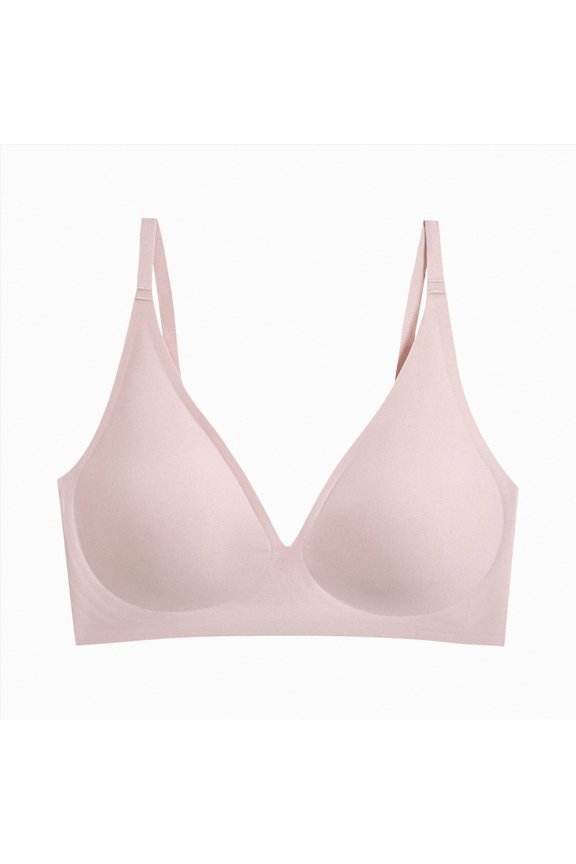 Women's Wireless Bra, Everyday Luxe T-Shirt Wireless Bras for Women, Convertible Straps, Smoothing(Rose Gold,L)