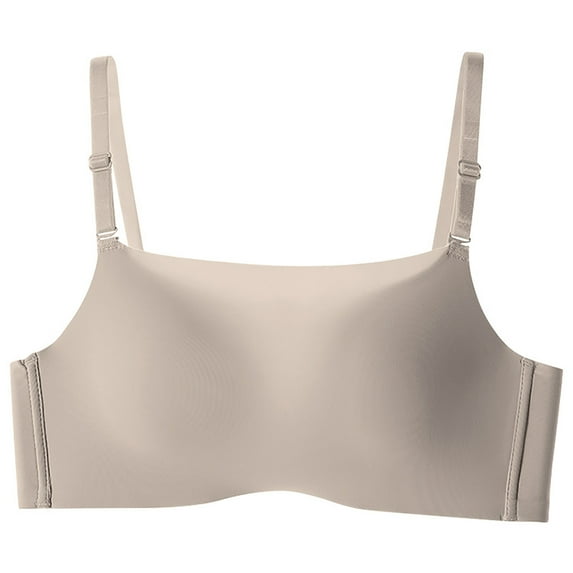 Women's Wireless Bra No Underwire Bra Feature V-Neck Strapless Bra Style W-1462 Beige L