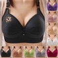 thumbnail image 1 of Women's Wireless Bra Plus Size Breathable Daily Underwear Small Print Bra Black XS-4XL, 1 of 5