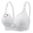 thumbnail image 1 of Women's Wireless Bra Plus Size Breathable Daily Underwear Small Print Bra White XS-4XL, 1 of 4