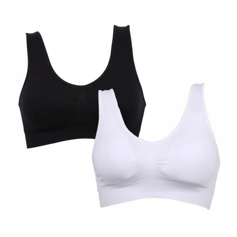 Women's Wireless Bra - Soft Women Bras Breathable Underwear Seamless for  Sports Yoga Running (Black & White) - 2 Pack 