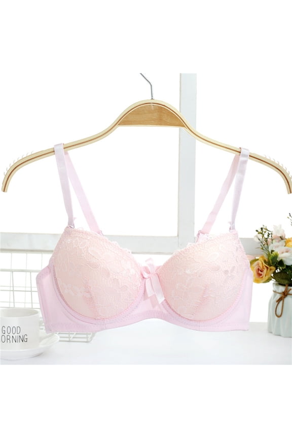 Women's Wireless Bralette, Pure Comfort Lace Longline Bra, Convertible Bra for Women Pink M