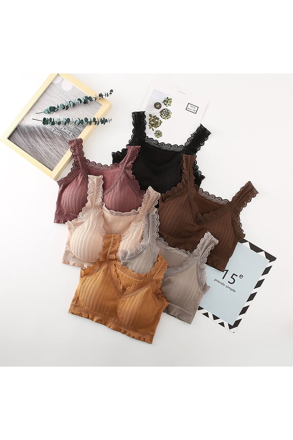 New Women's Wireless Bralette Solid Color Seamless Lingerie Top Anti Light Lace Bra Vest Comfortable Sexy Underwear for Female