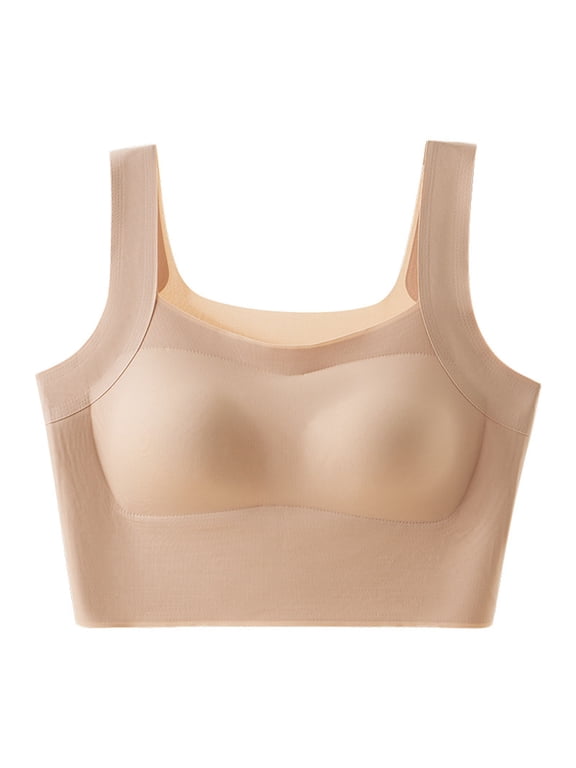 Women's Wireless Bras Plus Size Pullover Design Comfortable Seamless Soft Bralette Khaki XXXL
