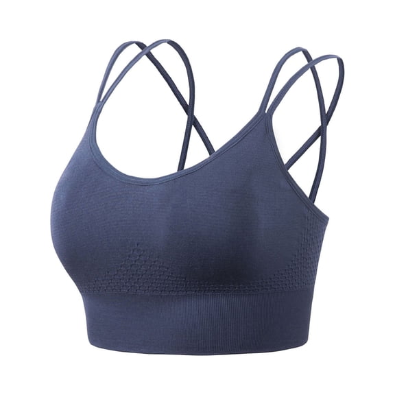 Women's Wireless Bras Seamless Supportive Women Bras with String Quick Dry Shockproof Running Fitness Large Size Underwear Blue Xl