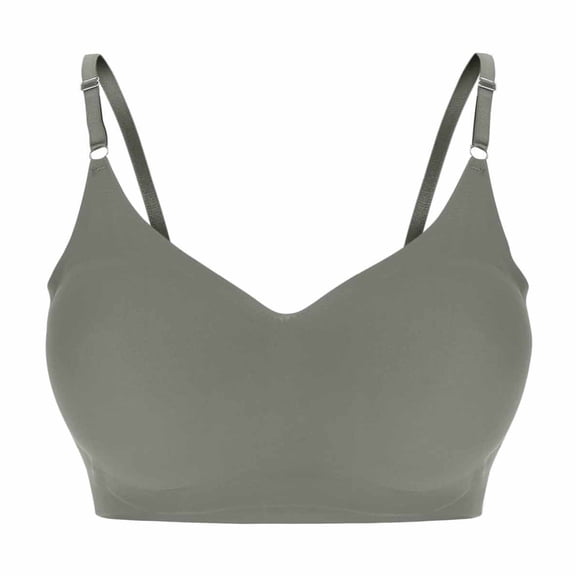 Women's Wireless Bras V Neck Adjustable Bralette Push Up Seamless Bra Daily Bra Gray 2XL