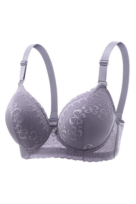 Women's Wireless Comfort Bra – Front-Closure Non-Padded Bralette, Supportive Soft Cup for Lounge & Sleep | Hontri | Womens No Underwire Bras Plus Size Comfort Soft Bras Supportive (Grey | 95BC)