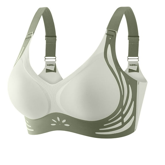 Women's Wireless Comfort Bras Soft Everyday Lingerie with Gather Design Non-Padded Support for Light Sports Green XXL