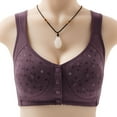 thumbnail image 1 of Women's Wireless Cotton Front Closure Bra, Plus Size Full Cup Floral Print Comfort Bra, Senior Friendly Soft Support Everyday Bra, 6 Colors, Sizes 36-52, 1 of 3