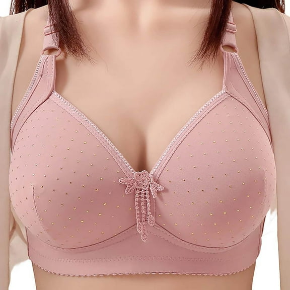 Women's Wireless Everyday Bras - Women's Solid Color No Steel Ring Push Up Breathable Underwear Daily Bra Pink 38