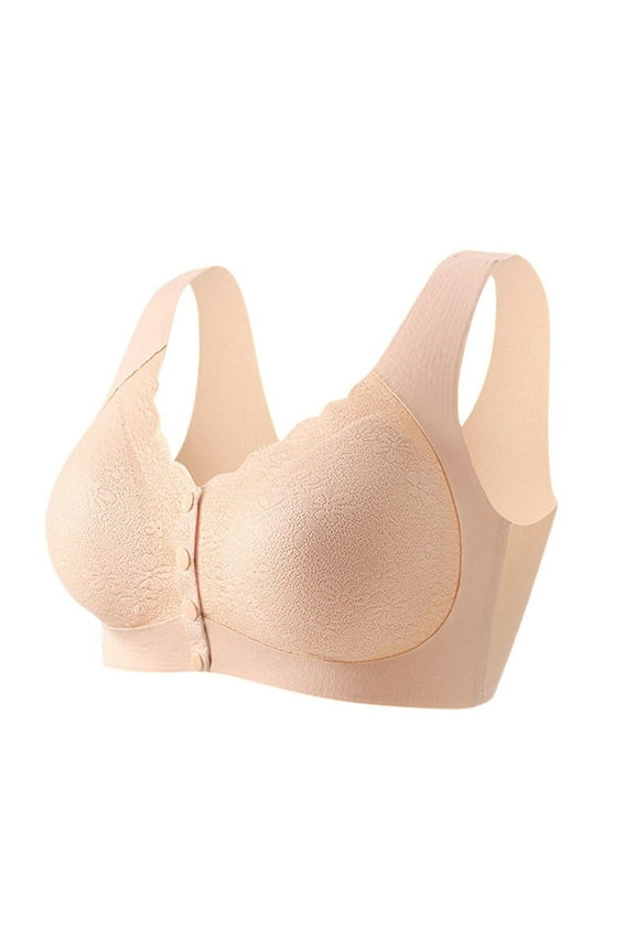 Women's Wireless Front Closure Bra Full Coverage Padded Bra Wide Strap Push Up No Underwire Comfy Bras