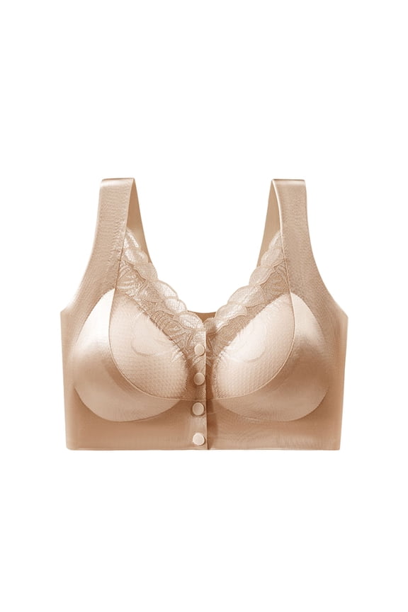 Women's Wireless Front Closure Bras, Lace Comfortable Wide Strap Lingeries,Full Cup Push up Everyday Bralettes