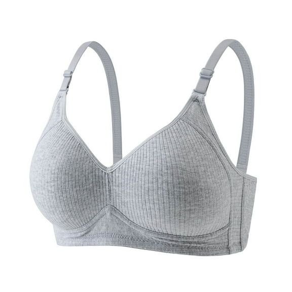 Women's Wireless Full Coverage Bras Everyday Ribbed Push Up Bras Adjustable Strap No Underwire Soft Cup Bralette, 40/90ABC Dark Gray