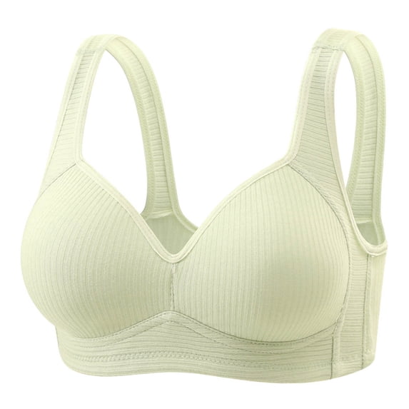 Women's Wireless Full Coverage Bras Everyday Ribbed Push Up T-Shirt Bras No Underwire Soft Cup Bralette, 36/80ABC Green