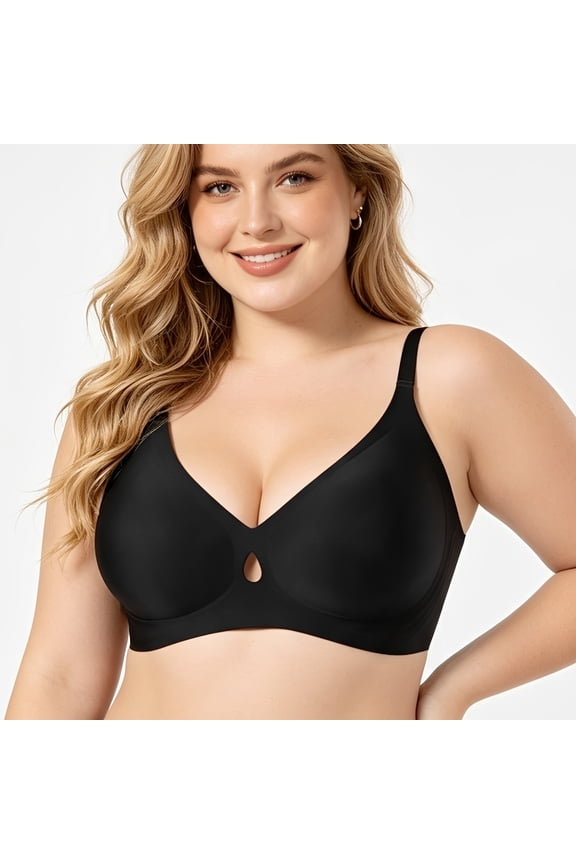 Women's Wireless Jelly Bra Full Coverage Minimizer - Seamless U-Back Smoothing Support, Convertible Criss-Cross, S-2XL