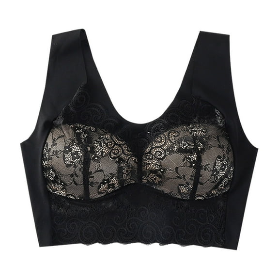 Women's Wireless Lace Bra Comfortable Support Push Up Thin Side Adjustable Straps Soft Cup Everyday Wear