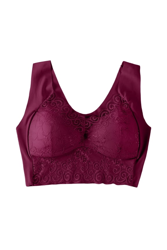 Women's Large Size Wireless Lace Vest Bra Thin Side Push Up Adjustable Bra