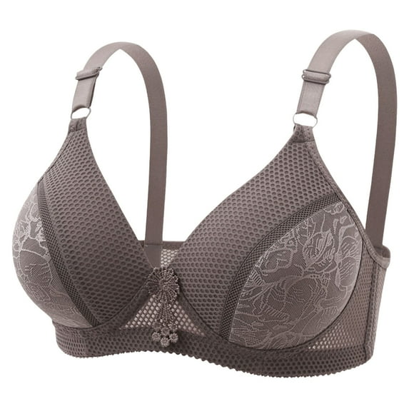 Women's Wireless Lace Bra Double Support Bralettes for Women Large Bust Full Coverage Seamless Comfortable Plus Size Minimizer Bras