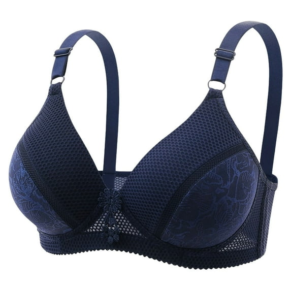 Women's Wireless Lace Bra Double Support Bralettes for Women Large Bust Full Coverage Seamless Comfortable Plus Size Minimizer Bras