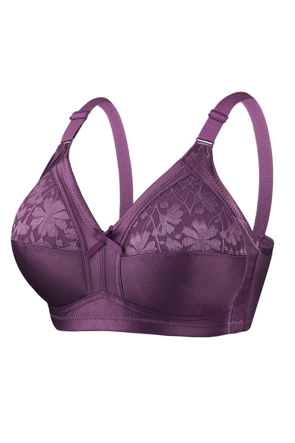 Women's Wireless Lace Bra, Double Support Lace Bras for Women, Stay-in-Place Straps, Full Coverage, Comfortable