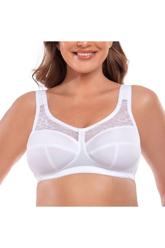 Women's Wireless Minimizer Plus Size Sleep Unlined Full Coverage Lace Bra 32DD