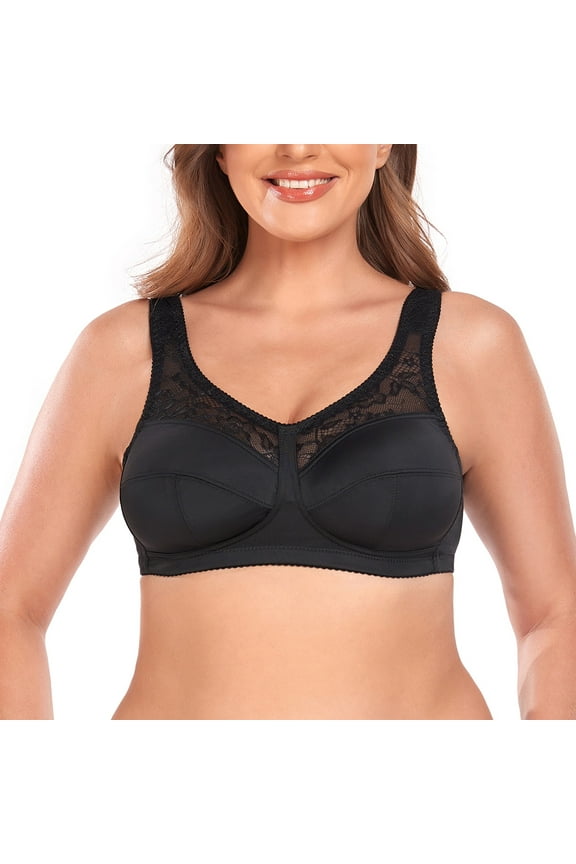 Women's Wireless Minimizer Plus Size Sleep Unlined Full Coverage Lace Bra 34G