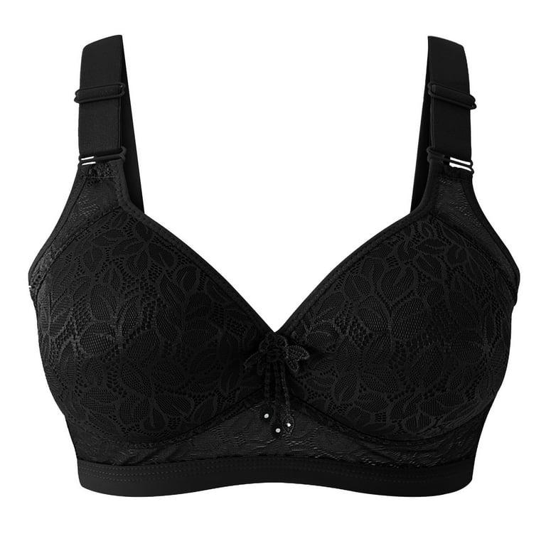 Women's Wireless Plus Size Bra Lace Comfort Cotton Bralette Full Coverage  Minimizer Bra for Large Breasts Ladies Push Up Support Bra Everyday