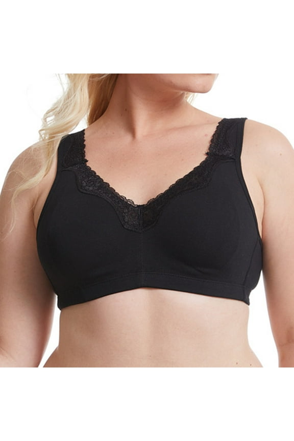 Women's Wireless Plus Size Full Coverage Lace Bra Cotton Unlined Comfortable E Cup