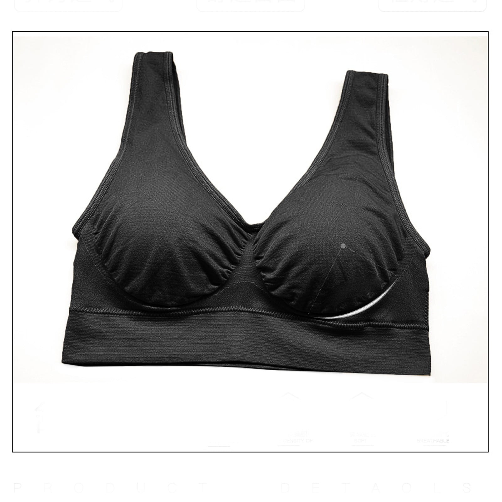 Simple Soft Solid Color Breathable Push-up Wireless bra, Shoulder Stra