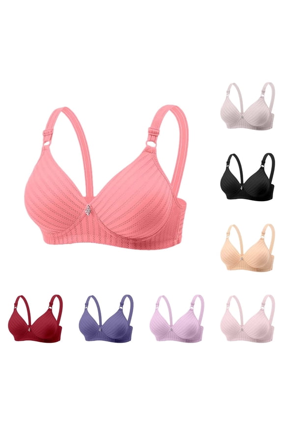 Women's Wireless Push Up Bra Adjustable Straps High Racerback Bra Full Coverage Tshirt Everyday Bras Purple, Size 44