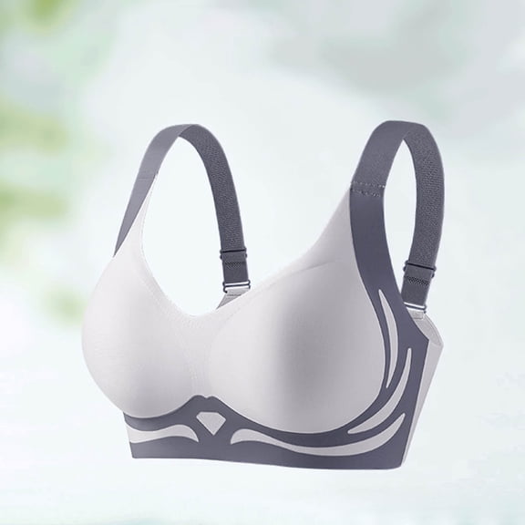 Women's Wireless Push-Up Bra Comfort Full-coverage Wirefree Bra Color Block Soft Bra for Daily Wear