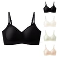 thumbnail image 1 of Women's Wireless Seamless Bra with Glitter Letter Straps and Smooth Cups Featuring Full Coverage Cuts Black 34, 1 of 5