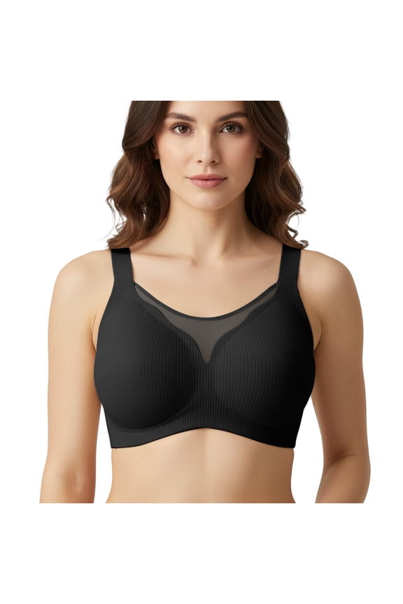 Women's Wireless Seamless Full Coverage T-Shirt Bra, Push Up Comfort Soft Support Bra, Plus Size Back Fat Smoothing No Underwire Bralette