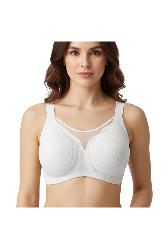 Women's Wireless Seamless Full Coverage T-Shirt Bra, Push Up Comfort Soft Support Bra, Plus Size Back Fat Smoothing No Underwire Bralette