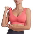 thumbnail image 1 of Women's Wireless Sports Bra, Mesh Panel Breathable Racerback Workout Top, Medium Support for Yoga, Fitness, and Low Impact Activities, Comfortable and Supportive-Watermelon Red, 1 of 5