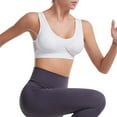 thumbnail image 1 of Women's Wireless Sports Bra, Mesh Panel Breathable Racerback Workout Top, Medium Support for Yoga, Fitness, and Low Impact Activities, Comfortable and Supportive-White, 1 of 5