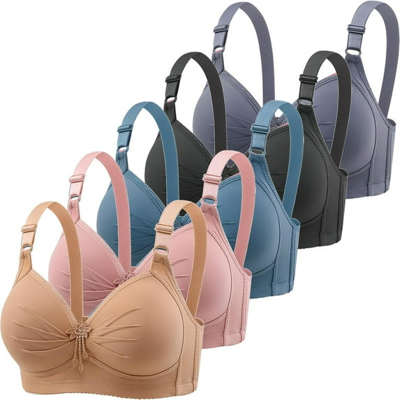 Women's Wireless Underwear 5 Pack of Solid Color Full Coverage Seamless Everyday Bras Casual Soft Comfort Bralettes