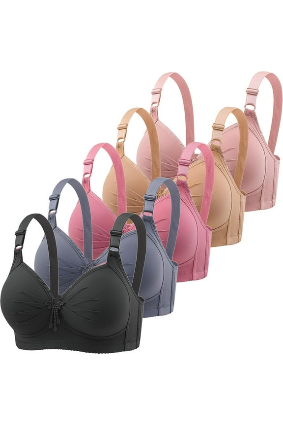 Women's Wireless Underwear 5 Pack of Solid Color Full Coverage Seamless Everyday Bras Casual Soft Comfort Bralettes