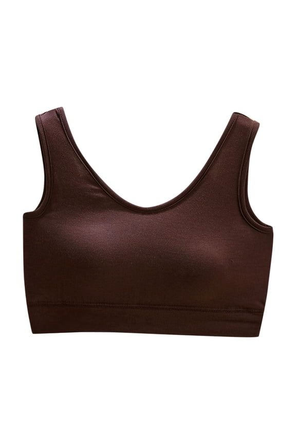 Women's Wireless Underwear Full Cover Pullover Bra Built in Pads - Everyday Bralette for Teen Girls Womens Bras Comfortable No Underwire Coffee M