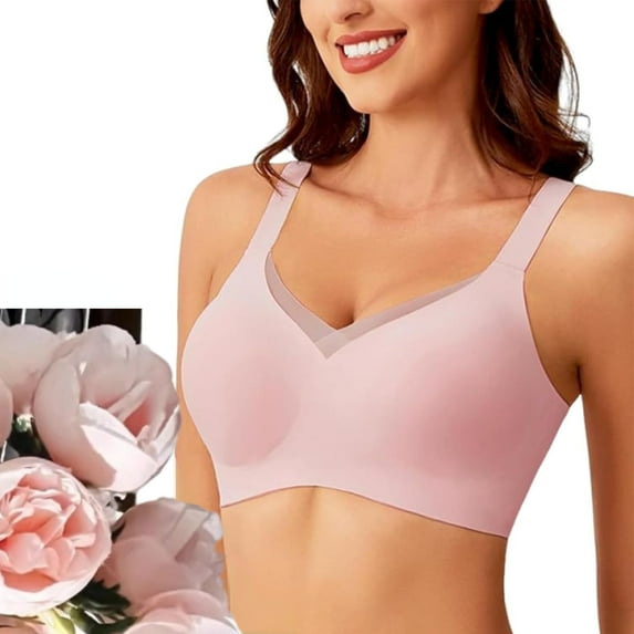 Women's Wireless V-Neck Crossover Mesh Seamless Push-Up Bra, Seamless, Ultra-Comfy & Designed to Lift