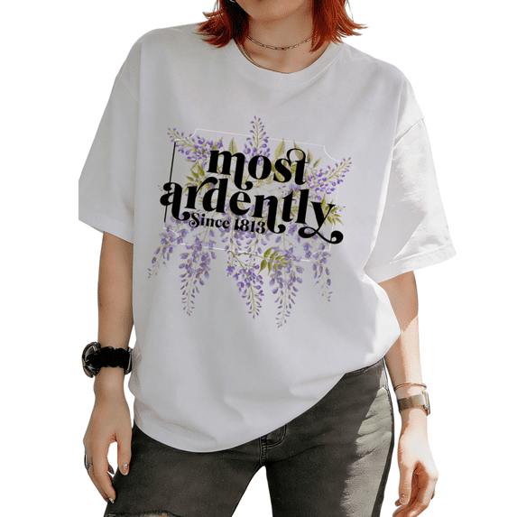 Women’s Wisteria Floral Tees T-Shirt Most Ardentently Since Life Basic Cotton Short Sleeve Round Neck Black S-5XL