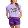 thumbnail image 1 of Women's Wisteria Sequin Mardi Gras Graphic T-Shirt - Festive and Fun | [ZhiHiMeRi] | (US 20-22)2XL, 1 of 6