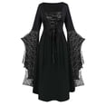 thumbnail image 1 of Women's Witch Corset Dress Plus Size Maxi Gown with Dramatic Sleeves for Halloween Gray 2XL, 1 of 6