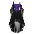 thumbnail image 1 of Women's Witch Dress Halloween Woman Renaissance Costumes Medieval Vampire Butterfly Sleeve Mesh Gothic Outfit, 1 of 6