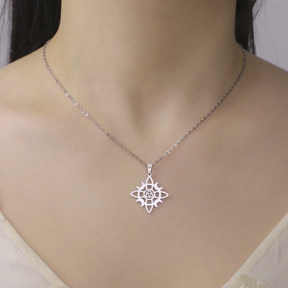 Women's Witch Knot Moon Stainless Steel Necklace