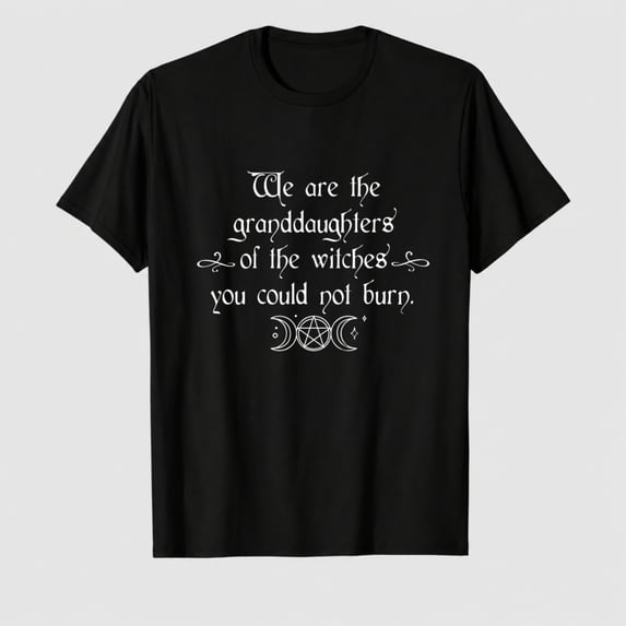 Women's Witch Moon Quote Graphic T-Shirt, Halloween 100% Cotton Short Sleeve Shirt