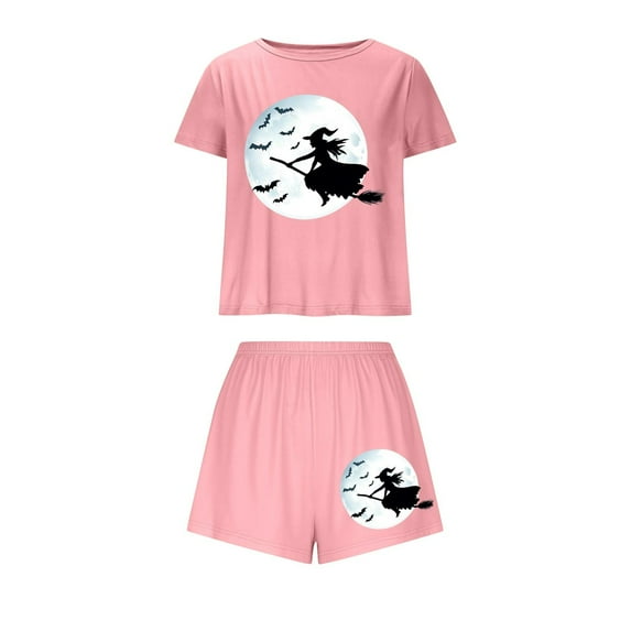 Women’s Witch Print Halloween Pajamas Set – Soft 2-Piece Lounge Set for Casual Wear (2025 Festive Essential)