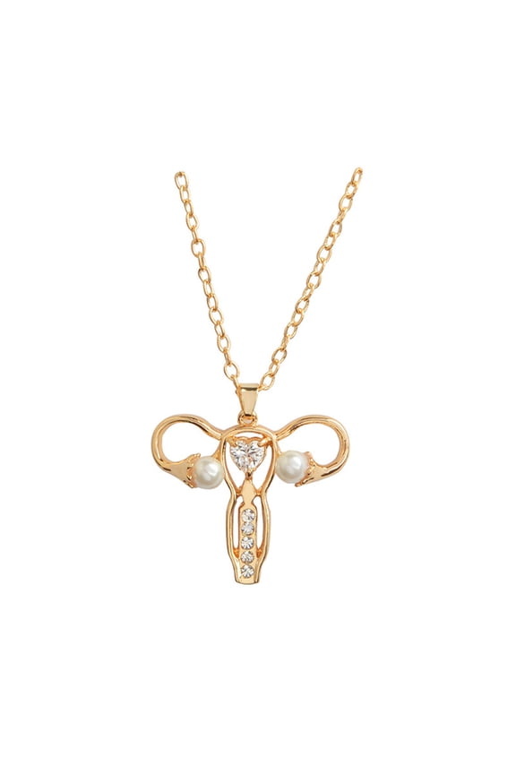Women's Womb Shape Brooch Pins Uterus Ovary Pendant Necklace Feminist Symbol Gynecologist Nurse Jewelry